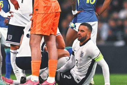 Man City defender Kyle Walker injured in England friendly with Brazil