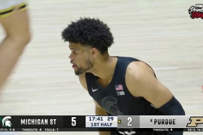 Michigan State's Malik Hall hits a fadeaway 3-pointer as the shot clock expires