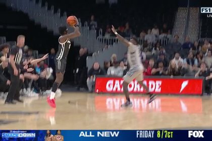 Providence's Ticket Gaines sinks a 3-pointer, plus a foul, to extend the lead vs. Georgetown