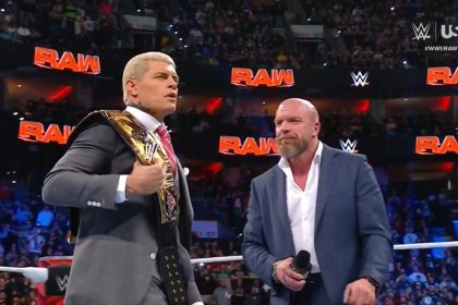 Cody Rhodes’ first entrance as Universal Champion, Triple H declares “Best WrestleMania EVER!”