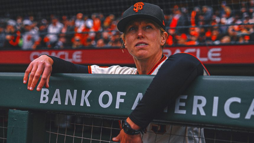 Giants' Alyssa Nakken coaches first regular season game as a mom with baby daughter at the ballpark