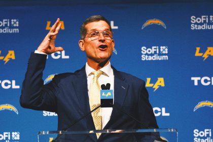 Jim Harbaugh gets to work on first day of Chargers offseason program