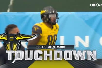 Quinten Dormady connects with Alize Mack for 24-yard TD, extending Brahmas' lead over Renegades