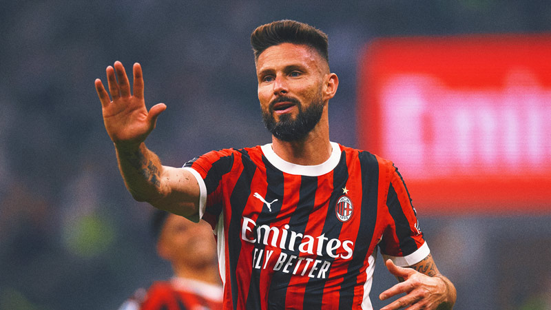 Giroud scores in his last AC Milan match on a night of farewells at San Siro