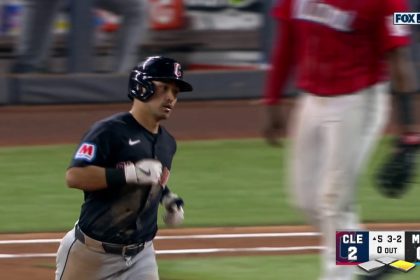 Guardians' Steven Kwan unleashes a two-run home run to take a 4-0 lead over the Marlins