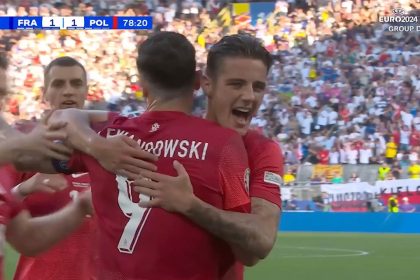 Poland scores the game-tying goal after Robert Lewandowski's penalty kick | UEFA Euro 2024