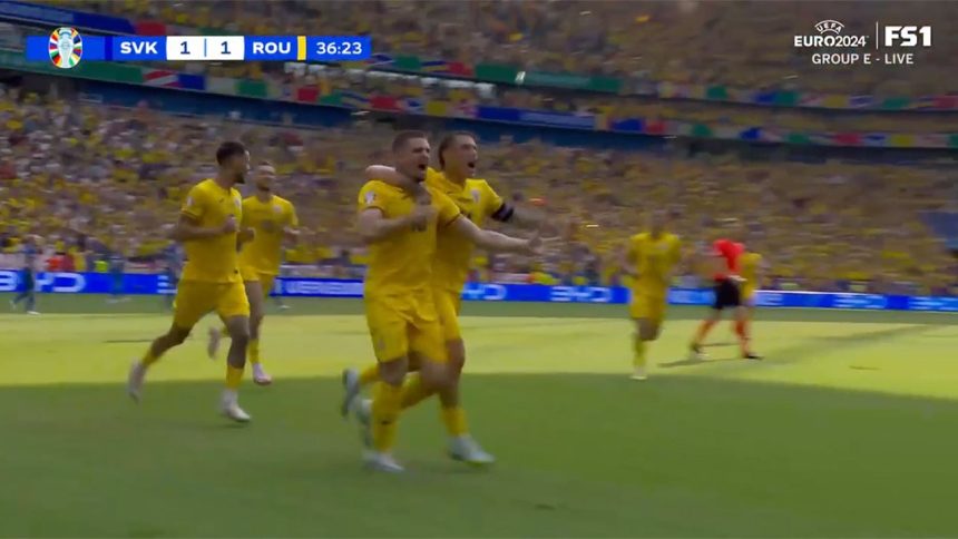 Răzvan Marin's penalty kick brings Romania to a 1-1 tie with Slovakia | UEFA Euro 2024