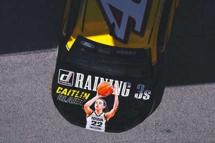 Caitlin Clark's image displayed on hood of Josh Berry's NASCAR ride for Brickyard 400