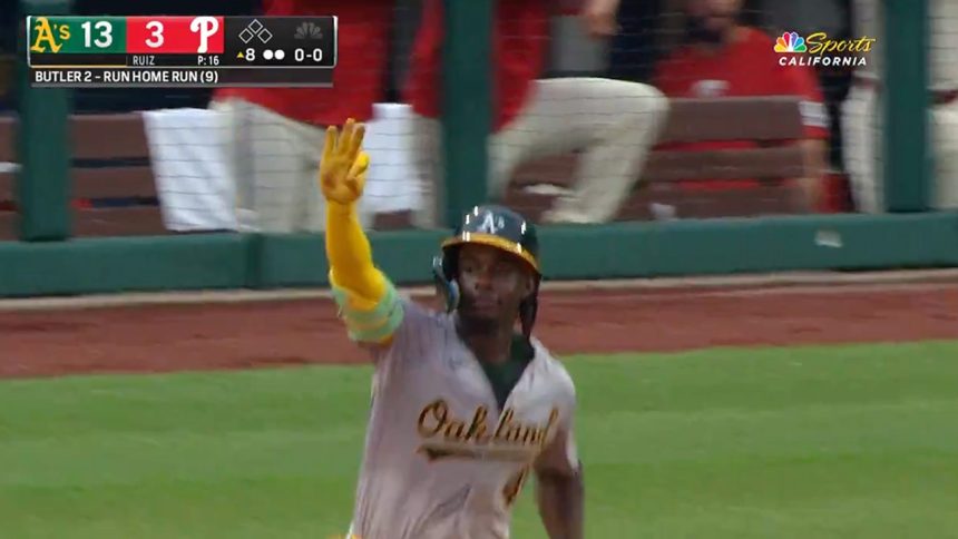 Lawrence Butler crushes his THIRD home run, extends Athletics' lead over Phillies