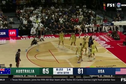 Lebron James finishes a TOUGH bucket, extending United States' lead over Australia