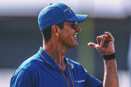 Los Angeles Chargers coach Jim Harbaugh equates first day of training camp to 'being born'