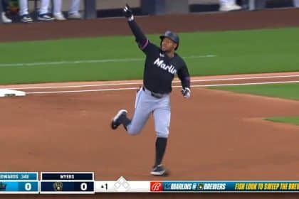 Marlins' Xavier Edwards hits first career home run and completes cycle vs. Brewers