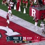 Athan Kaliakmanis finds Samuel Brown V for a 34-yard touchdown, extending Rutgers' lead over Howard