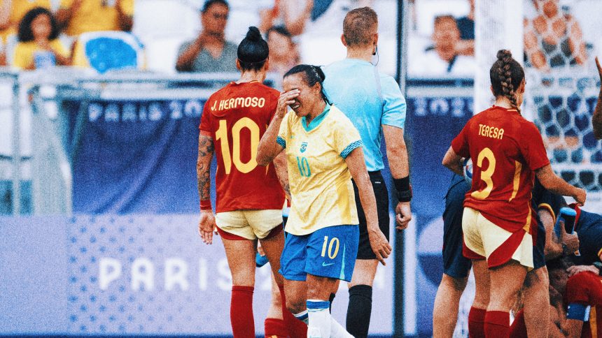 Brazil great Marta loses appeal against two-game ban, will miss semifinal vs. Spain