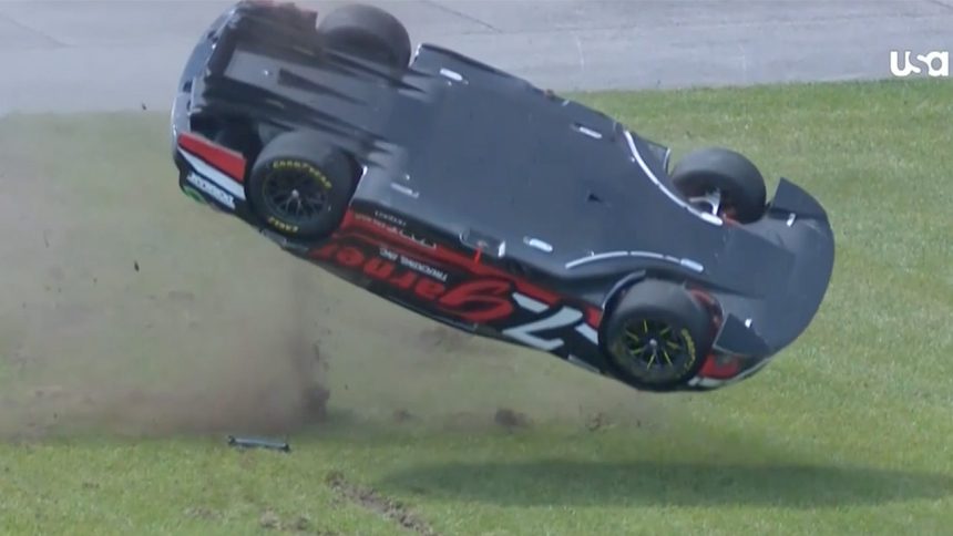 Corey LaJoie's car flips upside down in scary moment at FireKeepers Casino 400