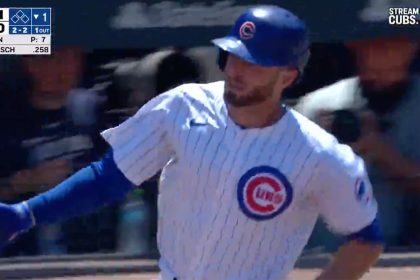 Cubs' Michael Busch launches a solo shot to right field, this one coming in the bottom of the 1st inning vs. the Twins