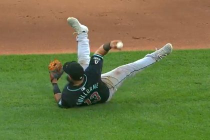 Diamondbacks' Luis Guillorme makes an unreal grab and tosses out the runner at first against the Red Sox