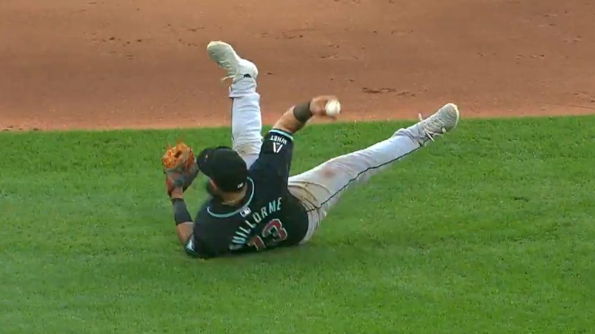 Diamondbacks' Luis Guillorme makes an unreal grab and tosses out the runner at first against the Red Sox