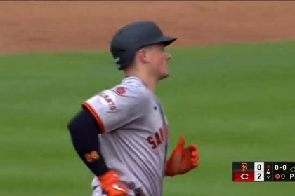 Giants' Matt Chapman hits a two-run homer to even the score against Reds