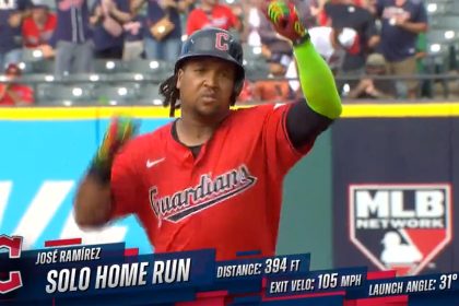 Guardians' José Ramírez collects his 30th home run of the season vs. the D-backs, his third time hitting this mark in his career