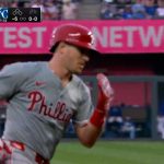 J.T. Realmuto pulls a three-run homer down the left-field line to give the Phillies a 5-1 lead over the Royals