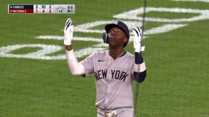 Jazz Chisholm Jr. cracks his 21st homer of the year, a solo shot to increase the Yankees' lead vs. the Nationals