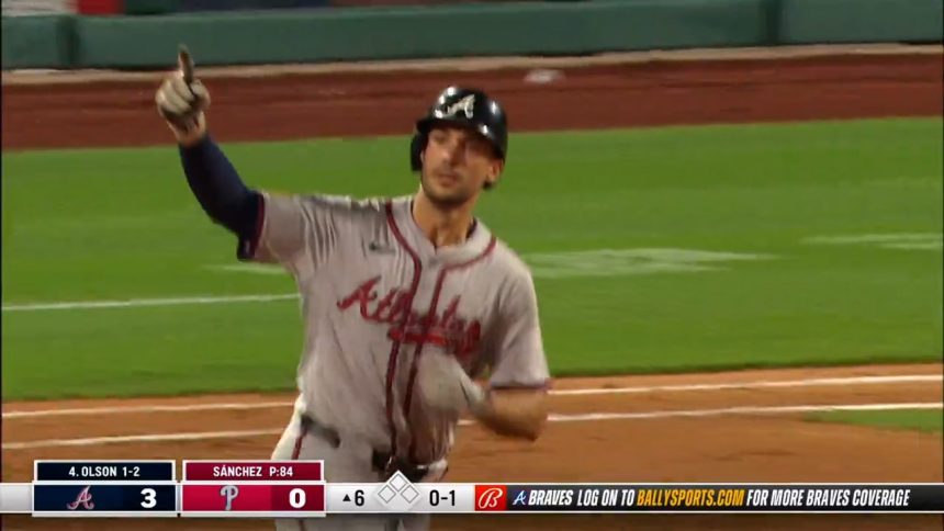 Matt Olson homers for the second time to extend Braves' lead over Phillies