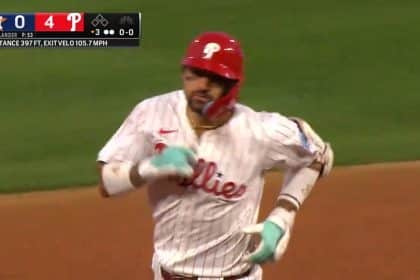 Phillies' Nick Castellanos sends a three-run blast to left field to increase lead over Astros