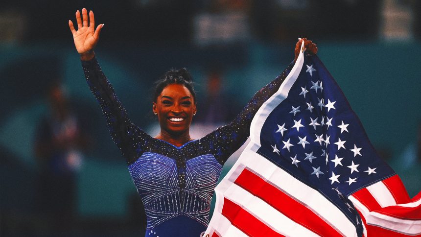 Simone Biles wins women's all-around gold, holds off Brazil's Rebeca Andrade