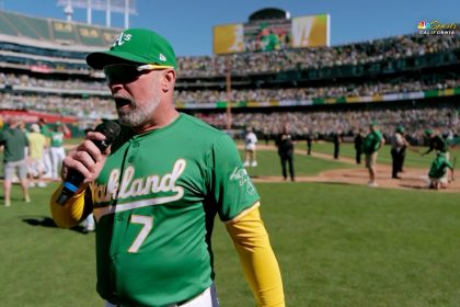 A's manager Mark Kotsay says goodbye to Oakland fans after 57 years following final game at Oakland Coliseum