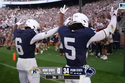 Drew Allar launches a 59-yard touchdown pass to Omari Evans to increase Penn State's lead to 35-0 over Kent State