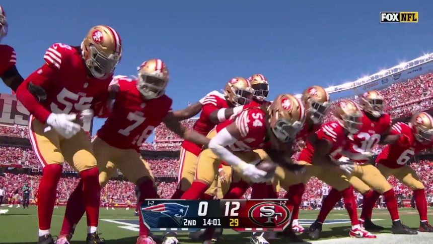 Fred Warner gets a PICK-SIX off Jacoby Brissett to extend 49ers' lead to 13-0 over Patriots