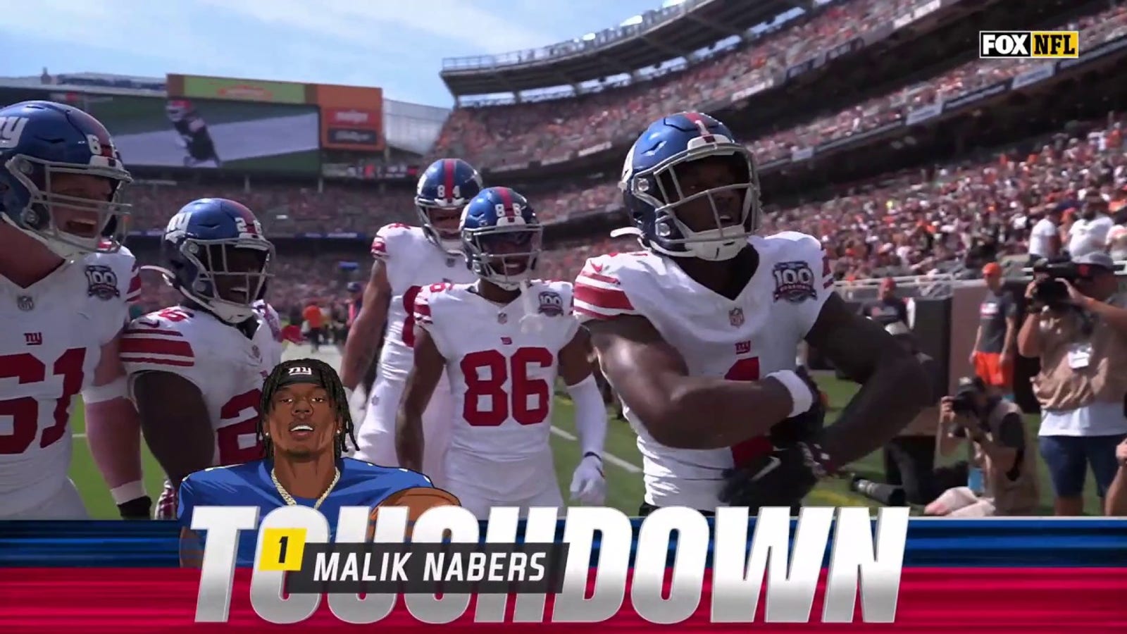 Malik Nabers makes spectacular catch to give Giants 14-7 lead over Browns