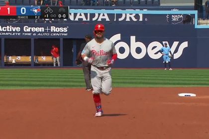 Kyle Schwarber hits his 13th leadoff home run to give the Phillies an early lead over the Blue Jays