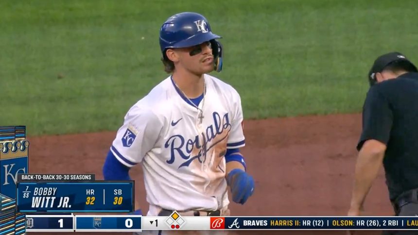 Royals' Bobby Witt Jr. becomes first shortstop in MLB history with multiple 30-30 seasons