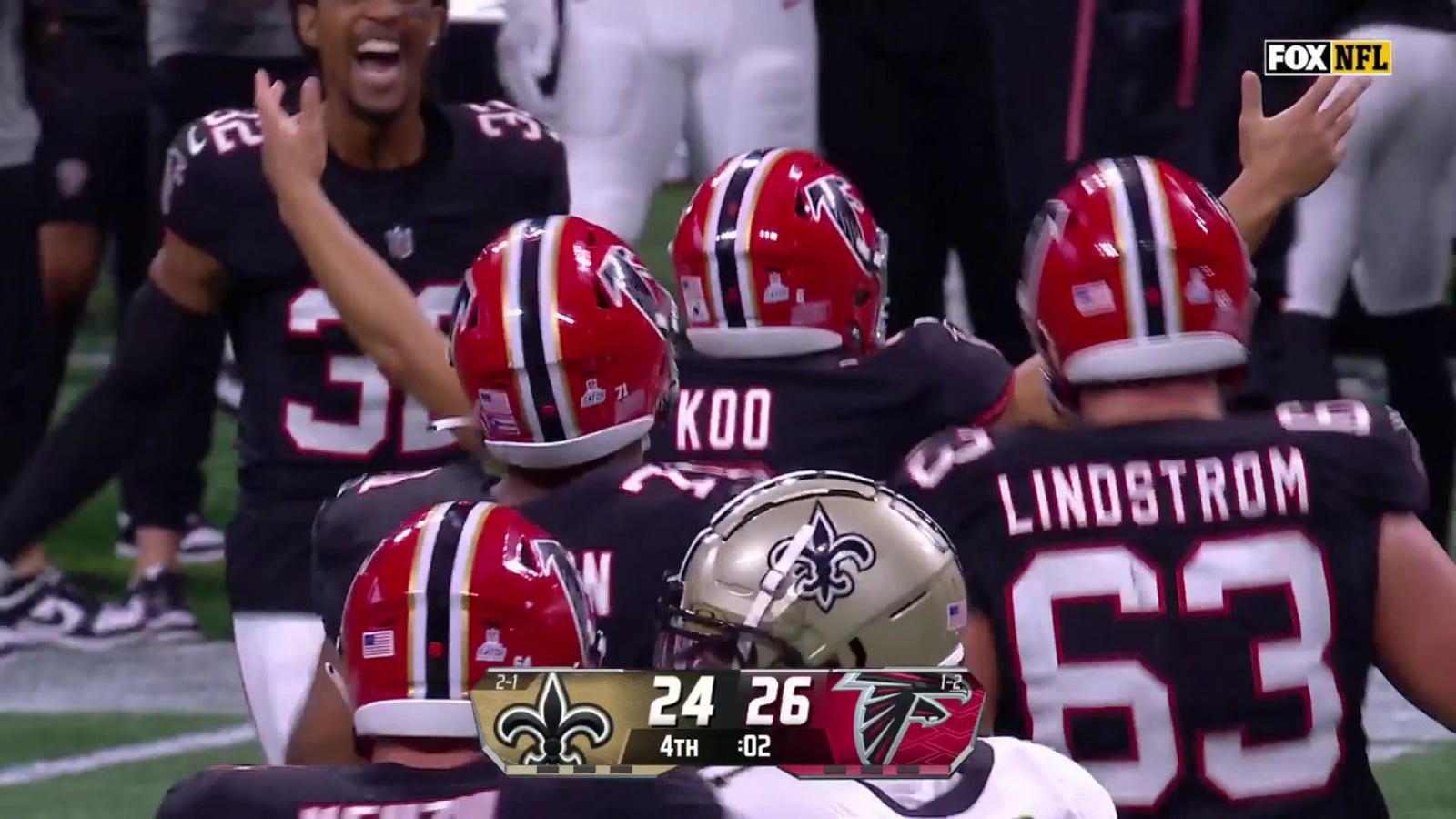 Younghoe Koo drills a 58-yard field goal to beat Saints 26-24