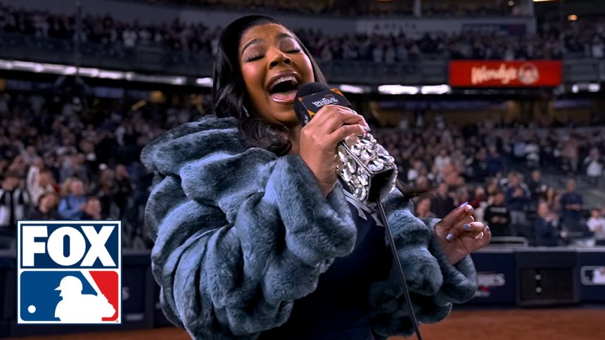 Ashanti performs the National Anthem ahead of Dodgers vs. Yankees Game 4 | MLB on FOX