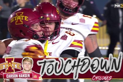 Carson Hansen rushes for his third TD of the game, extending Iowa State's lead over West Virginia