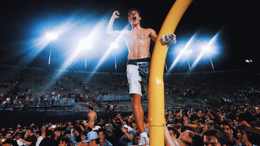 Down goes the goal posts! Vanderbilt fans celebrate win over Alabama in epic fashion