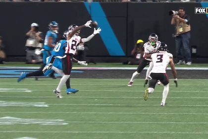 Falcons' A.J. Terrell's interception sets up Tyler Allgeier's game-clinching touchdown vs. Panthers | NFL Highlights