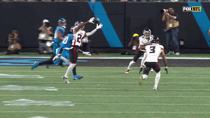 Falcons' A.J. Terrell's interception sets up Tyler Allgeier's game-clinching touchdown vs. Panthers | NFL Highlights