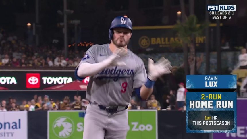 Gavin Lux crushes two-run homer to extend Dodgers' lead to 8-0 over Padres