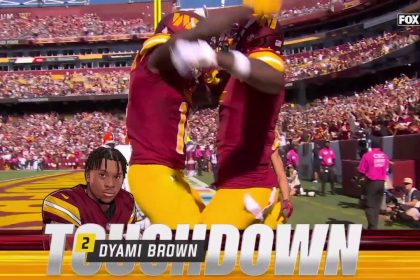 Jayden Daniels finds Dyami Brown for a 41-yard touchdown to extend Commanders' lead over Browns