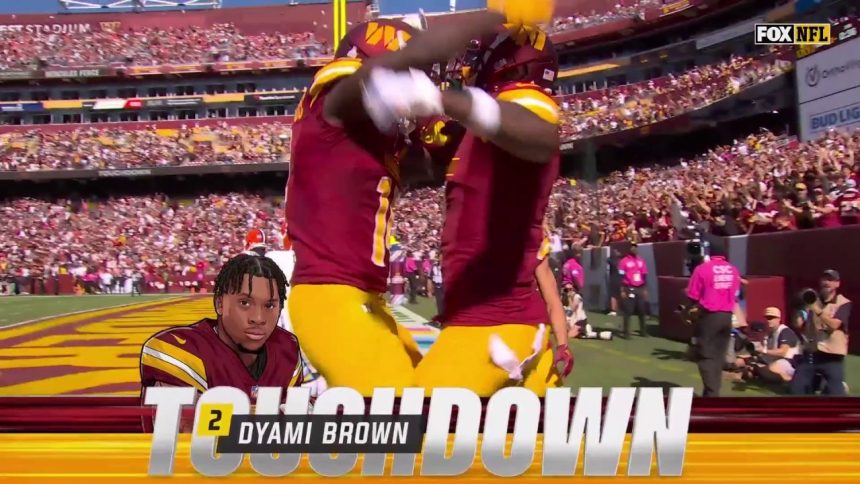 Jayden Daniels finds Dyami Brown for a 41-yard touchdown to extend Commanders' lead over Browns