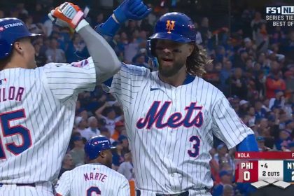 Jesse Winker belts a solo homer to extend Mets' lead to 2-0 over Phillies