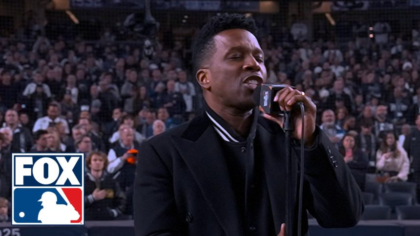 Leslie Odom Jr. performs the National Anthem ahead of Dodgers vs. Yankees Game 3 | MLB on FOX