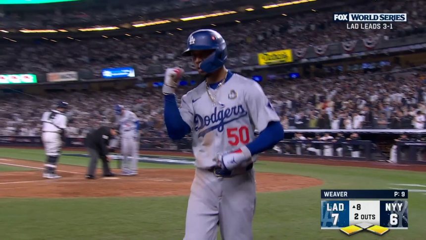 Mookie Betts and Gavin Lux give Dodgers 7-6 lead following sacrifice fly balls