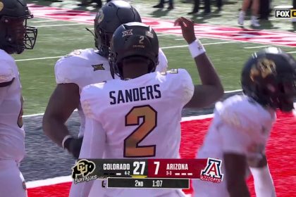 Shedeur Sanders rushes for a tough six-yard TD to put Colorado up 28-7 over Arizona