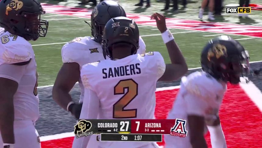 Shedeur Sanders rushes for a tough six-yard TD to put Colorado up 28-7 over Arizona