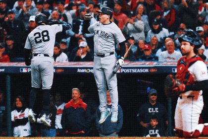 Yankees get to Guardians closer Clase for 2 runs in 9th, win 8-6 to take 3-1 ALCS lead